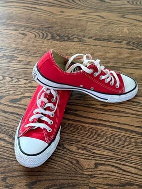 Converse Red Low-Top Canvas Sneakers with White Trim